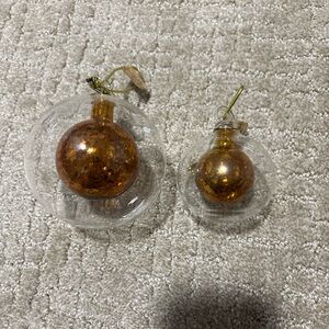 Karma Double Orb Glass Ornaments (2) Gold Small & Medium